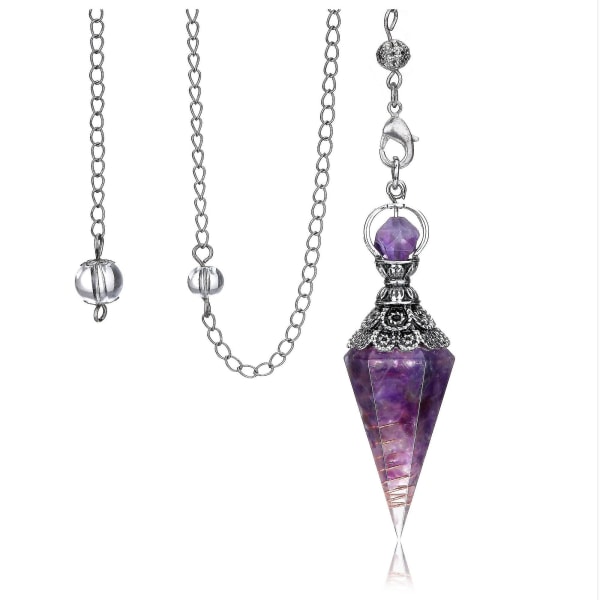 Chakra Crystal Pendulum - Sekskantet Reiki Healing Crystal Points - Gemstone Dowsing Pendulum For Divination Scrying437