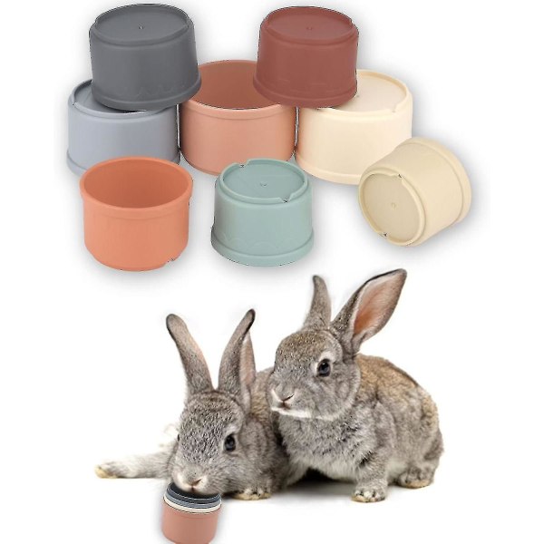 Paket med 8 staplingskoppar för kaniner, mångfärgade kaninstaplingskoppar Leksak Bunny Nesting Toy