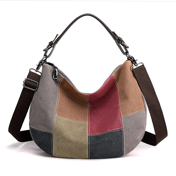 1 st Grå Vintage Canvas Axelväska, Dam Crossbody Väska