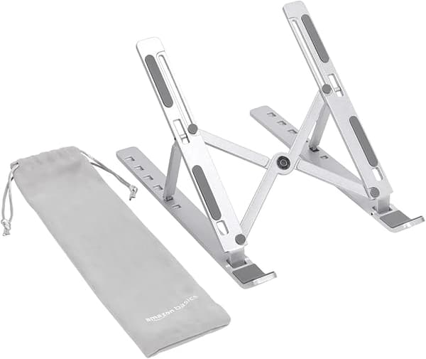 Sammenleggbart laptopstativ og -forhøyer for skrivebord, 6-vinklet justerbart, lett bærbart design, anbefalt for ergonomisk visning