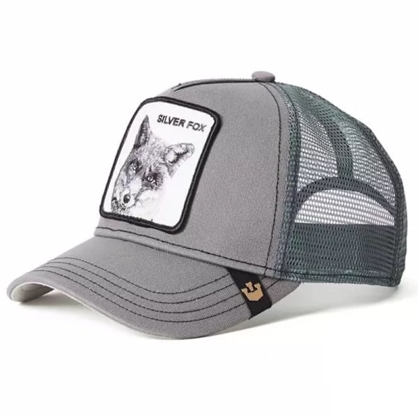 Brodert Mesh-caps med dyreprint - Snapback - Grårev