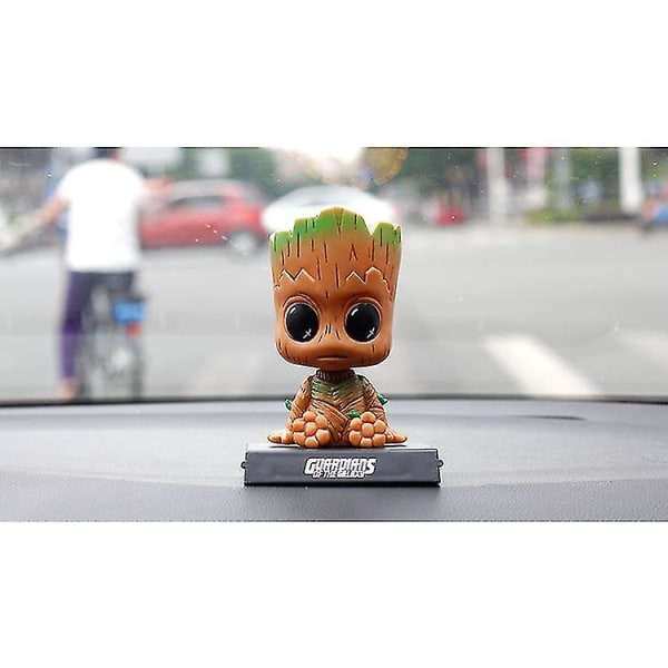 Cartoon Groot Car Dash Bobblehead Action Figur Søt Anime Groot biltilbehør