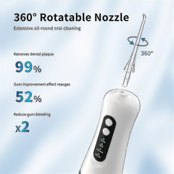 Kannettava suuhuuhtelulaite Water Dental Flosser USB Ladattava 4 Mode Ip7 Vedenpitävä 300 ml Hampaat