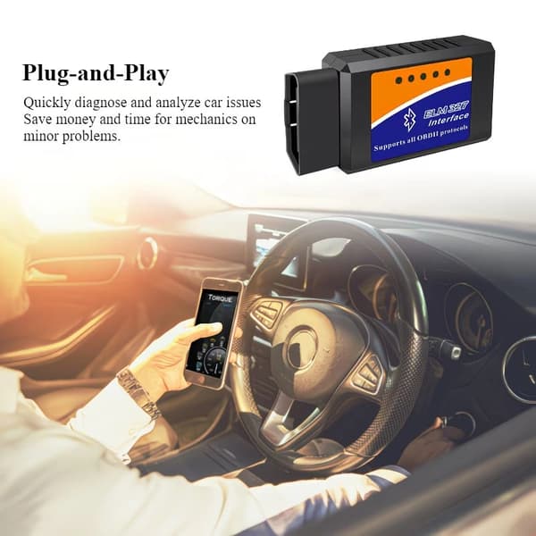 ELM327 Bluetooth OBD2-skanner, bildiagnostisk kodeskanner for Android og iOS, støtter alle OBDII-protokoller
