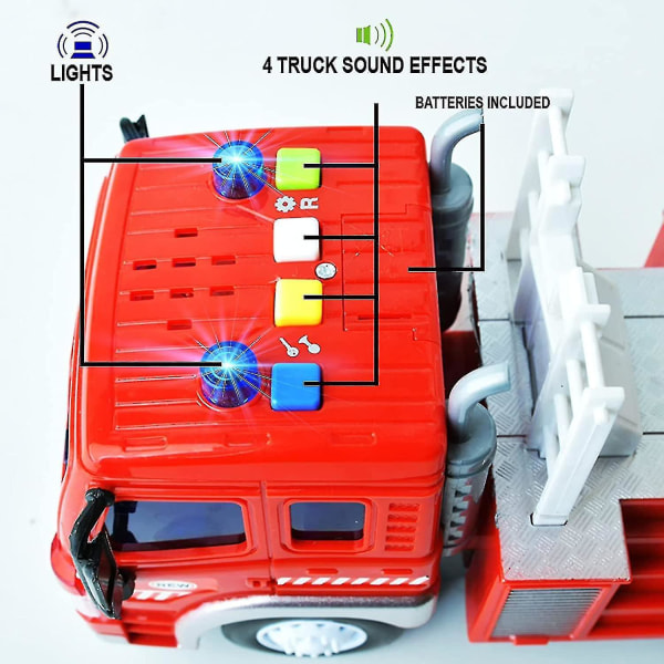 Brandbil legetøj, inertibiler, med lys og lyd, forførende legetøjsgaver til 4 5 6 år gamle drenge og piger SXQ