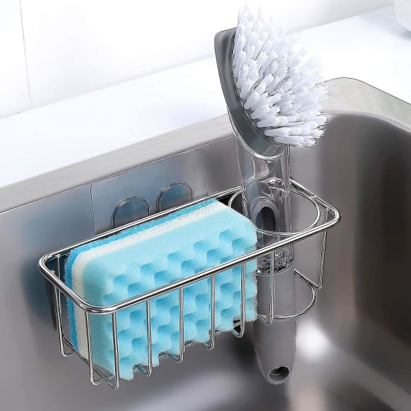 Strømlinet vask-organisation: 2-i-1 svamp og børsteholder til køkkenvask Caddy