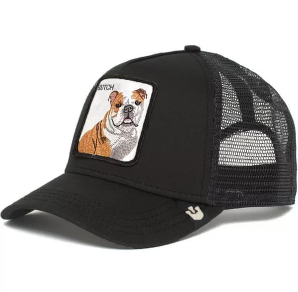 Broderad Djurmönstrad Mesh Keps - Snapback - Svart Hund
