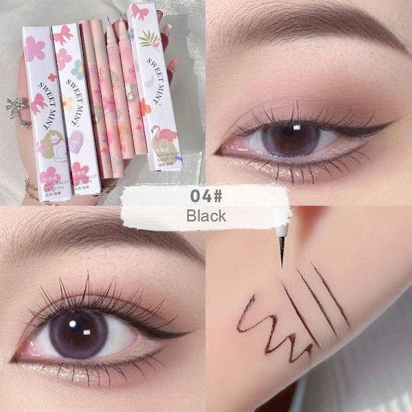 Super tynd eyeliner liggende silkeorm pen glat hurtig tørrende naturlig eyeliner vandtæt ingen udtværing brun øjenlinie aegyo-sal makeup