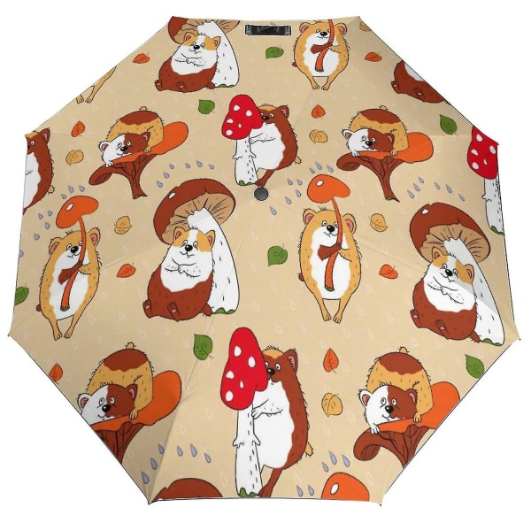 Marsunlehtien automaattinen kokoontaittuva sateenvarjo Matkasateenvarjo tuulenpitävä automaattinen 3 taittuva sateenvarjo naisille miehille aikuisille
