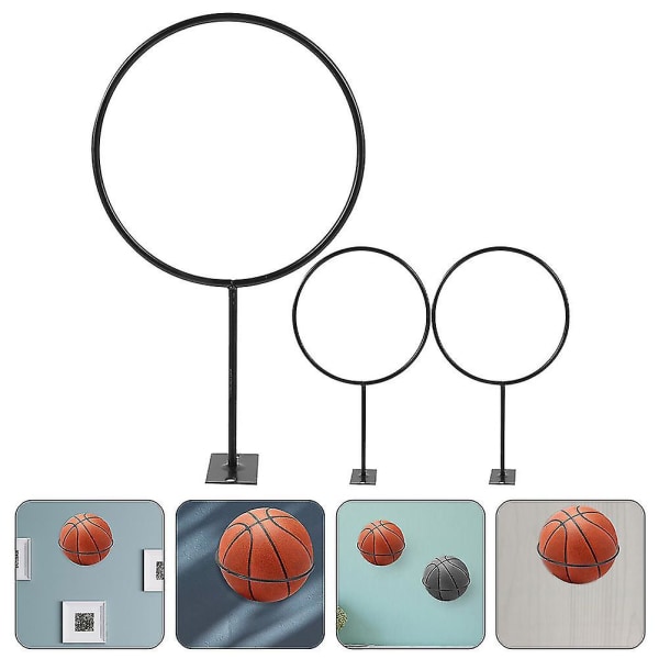 3 stk Basketball Veggfeste Multifunksjons Basketball Holder Basketball Display Rack Ball Holder