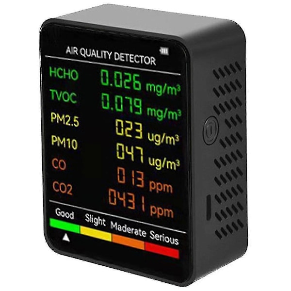 6-i-1 PM2.5 PM10 HCHO TVOC CO CO2 Luftkvalitetsdetektor CO CO2 Formaldehydmonitor Hemmakontor Luft