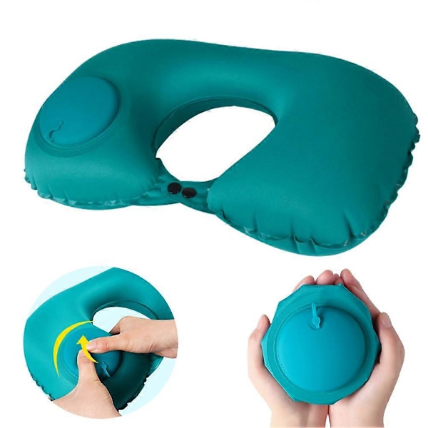 U-Formet Reisepute Automatisk Luft Oppblåsbar Flybil Reisepute Nakkepute Bærbar Folding Trykk Type Seng Ring Reiseputer