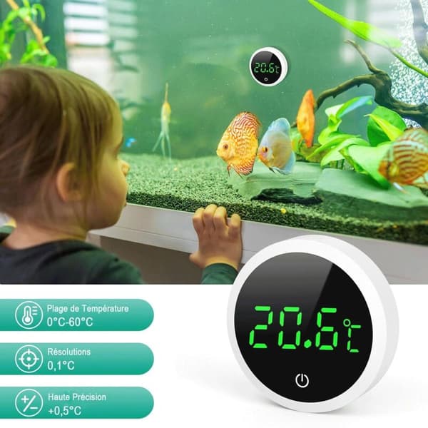 Högprecisions LCD Akvarietermometer 0,1℃ Pekkontroll