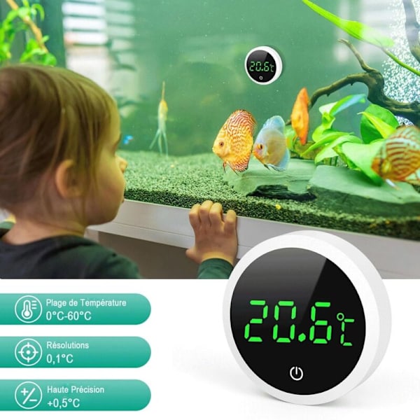 Højpræcisions LCD Akvarietermometer 0.1℃ Touch Control