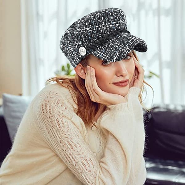 Peaked Cap Casual Cap Elegant Vinterhat til Kvinder (56-58cm)
