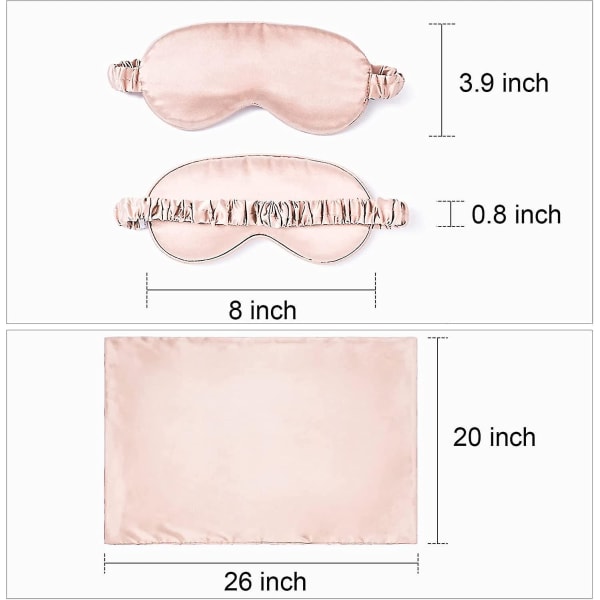 Silke sovemaske med justerbare stropper Blød naturlig øjenmaske 3-delt sæt (q)