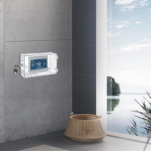 Universal termostatlåseboks med nøgle, klar stort termostatdæksel til termostat på væg, termostatbeskyttelse passer til termostater 7h X 4,5w tommer eller lille