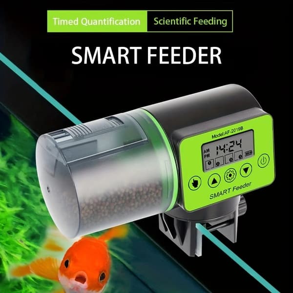 AF-2019B Smart Akvarium Automatisk Fiskefoderautomat Timer Auto Fisk Skildpadde Foderdispenser 200ml Tank Fodermaskine Til Guldfisk Krybdyr