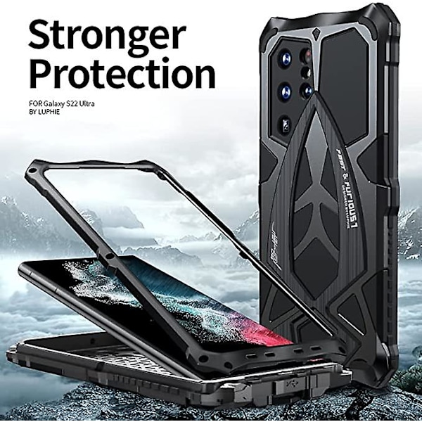 Kompatibel med Samsung Galaxy S21 Ultra Metal Case, Cool Aluminium Armor Stødsikker Dropproof Case Military Heavy Duty Beskyttende Cover Til Galaxy S21