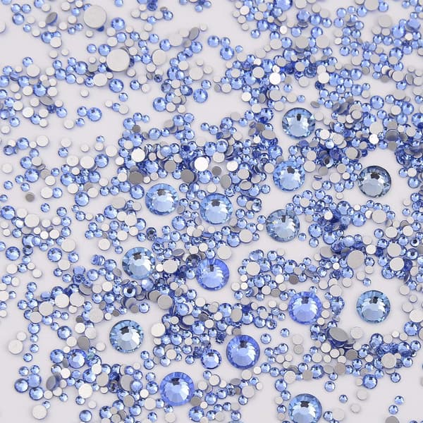 Flade Rhinestones til Neglekunst, lyseblå