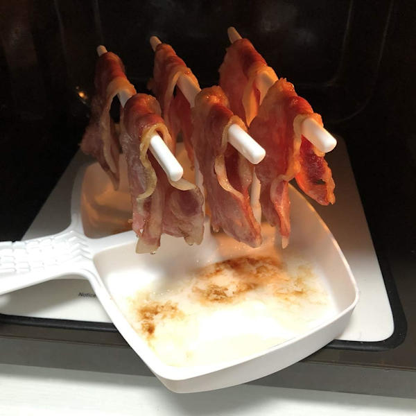 Mikrobølgeovn-baconbakke til bacon, bacon, crisper