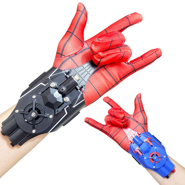 Spiderman-skytter for barn, Spiderman-hansker, automatisk opprulling, silkeskytter, håndleddsleketøy, skytter, svart