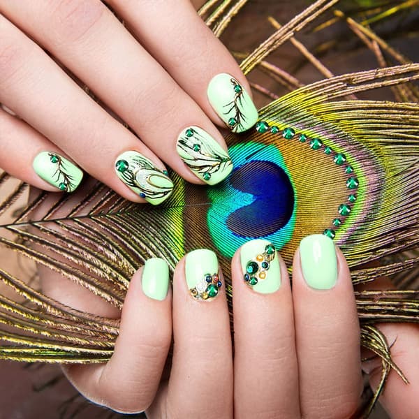 Flat Backs Rhinestones Nail Arts, mørkegrønn