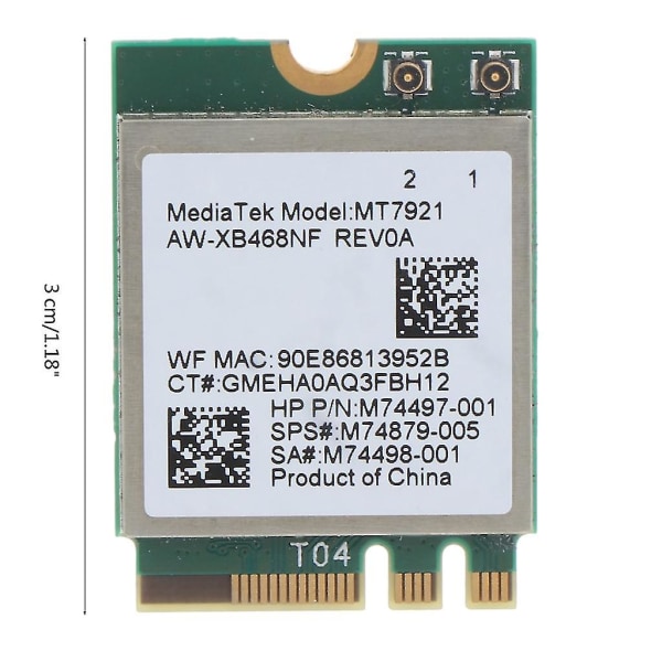 Wi-Fi 6 Mt7921 Wifi 6 1800 mbps Bluetooth-kompatibel 5.2 Trådløst Wifi Nettverkskort Ngff For M.2 Støtte Windows10