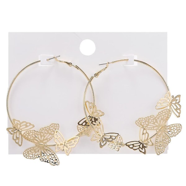 Earrings Butterfly Big Circle Alloy Ear Studs For Ceremony