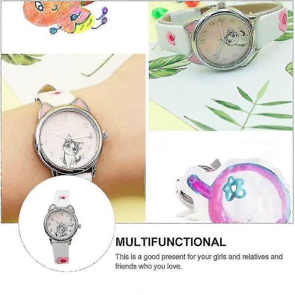 Läderarmband Kvartsur Flickor Söt Kattur Barn Kattunge Sport Armbandsur Tid Lärare Gåvor För Flickor Pojkar Barn