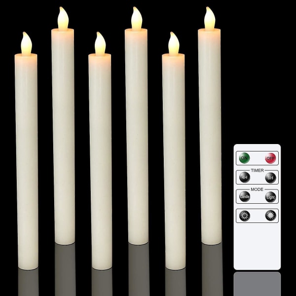 Joulun 6 kpl paristokäyttöiset led-kynttilät kaukosäätimellä ja ajastimella, oikea vaha välkkyvä lämpimän valkoinen valo ikkunaan, joulukoristeeseen, kotiin, häihin,