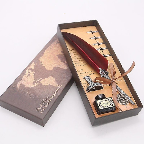 Set - Vintage Feather Pen - Business Gift Feather Dip Pen182