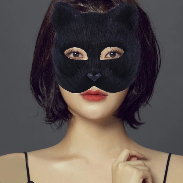 Masquerade Masque Fashionabla Elegant Halv-ansiktsfest Fox Furry Eye Masque för flicka