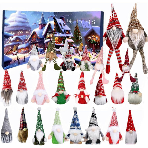 Christmas Gnome Advent Calendar 2024, 24 Plush Gnome Doll Christmas Countdown Calendar, Christmas Plush Gnome Toy Set