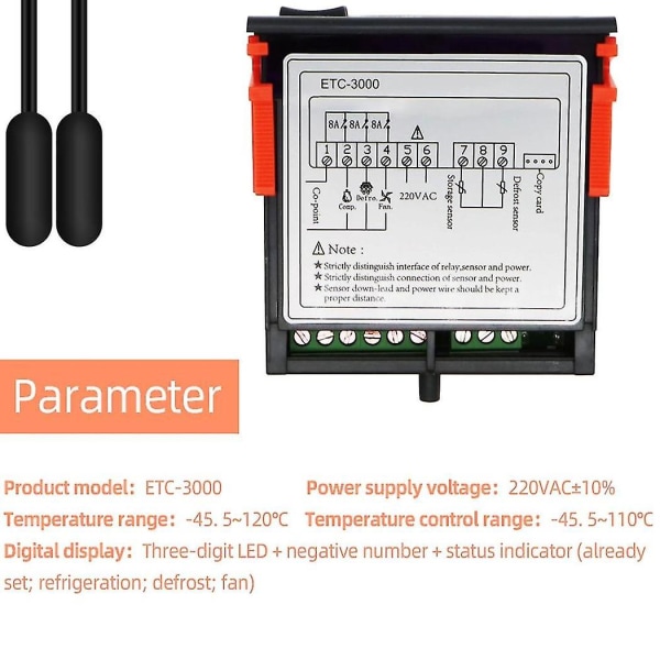 Etc-3000 Mini Lämpötilan Säätö Jääkaappi Termostaatti Säädin Termoregulaattori Ntc Dual Sen