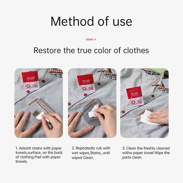 60 stk Holdbare rengøringsservietter Tøj Dekontaminering Engangsservietter Højtydende Hurtigt tøj rengøring vådservietter til vasketøj Individuelle pakker