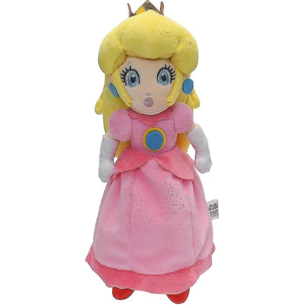 Princess Peach Plush Toy Wearing Red Shoes Pink Skirt Yellow Hair And Crown Plushies Stuffed Doll Collection Decoration Gift