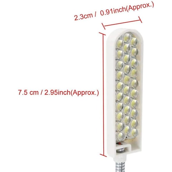 30 LED-symaskinsljus som fungerar svanhalslampa med magnetisk bas för hem eller symaskin (220V)