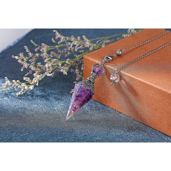 Chakra Crystal Pendulum - Sekskantet Reiki Healing Crystal Points - Gemstone Dowsing Pendulum For Divination Scrying437