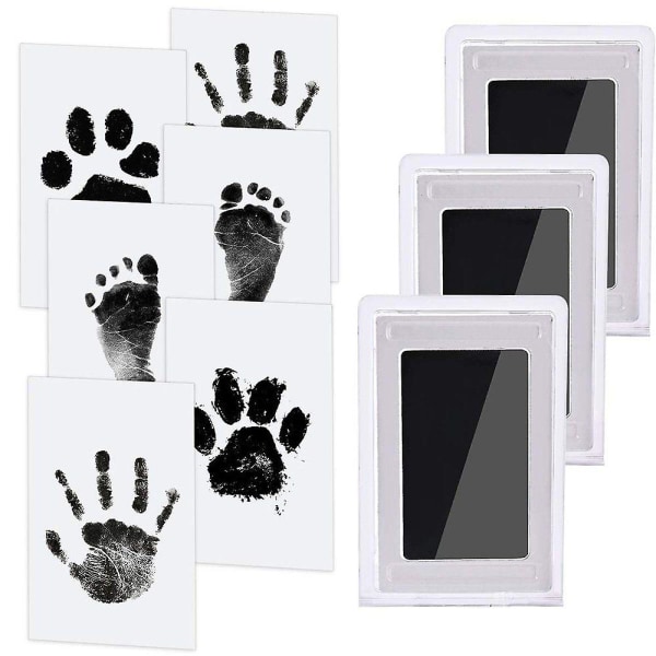 Baby Imprint Sett, Baby Håndavtrykk Og Footprint Blekkpute 3 Stk