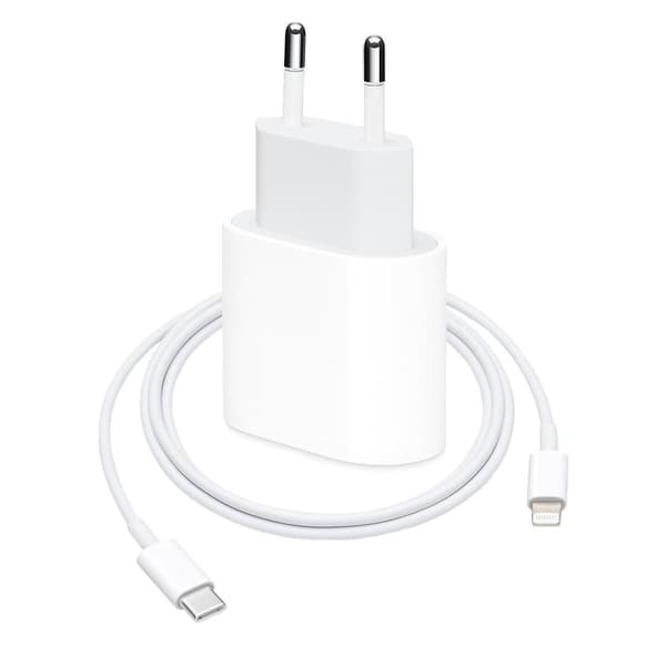 iPhone Snabbladdare USB-C Strömadapter 20W + 2m Kabel (Vit) (1 laddare och 1 2m kabel)