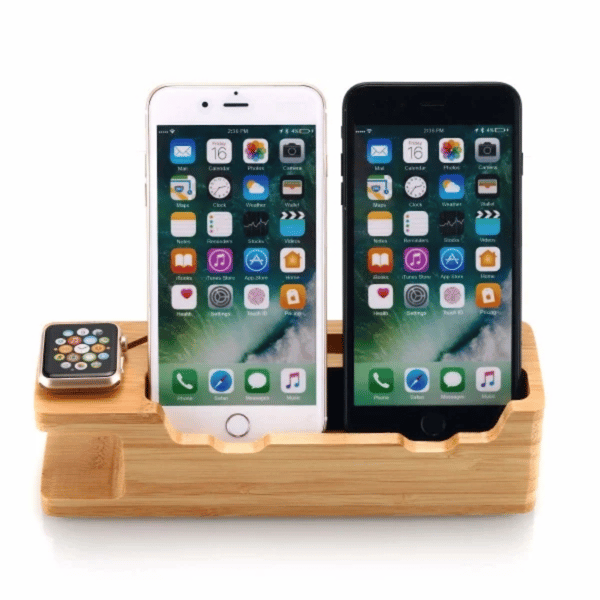 Apple Watch-stativ, ladestasjon i bambustre, docking fast B