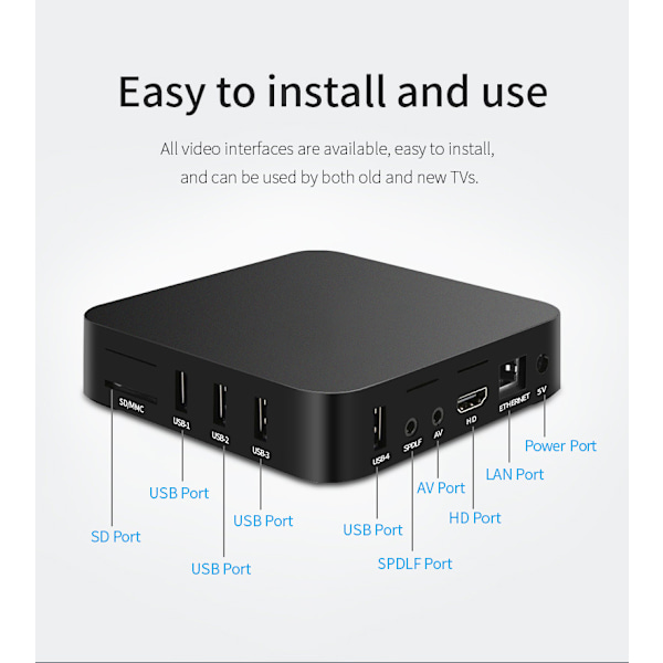 Android TV-box 4K HDR Streaming Media Player 4 GB RAM 32 GB ROM Allwinner H3 Core Smart TV-box