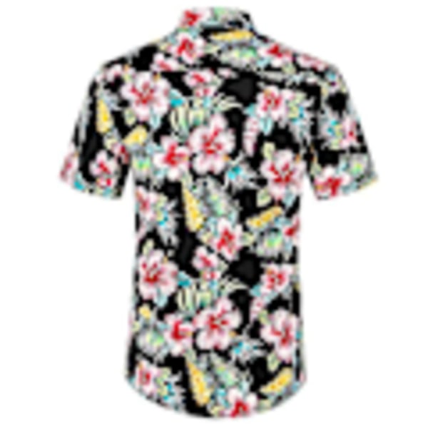 Blå blommig slim fit hawaiiskjorta för män, för strandfest, sommar, avslappnad hawaiisk stil XXXL