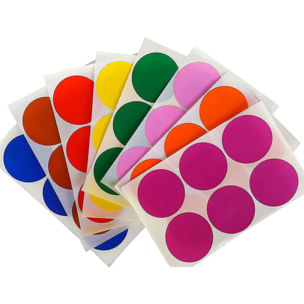 Rund 2" klistermærke 50 mm priketiketter - farvede cirkelklistermærker Permanent klæbemiddel i 16 farver16pack - Snngv