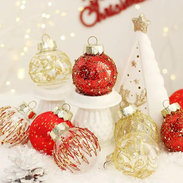 25 stk. glitter julekuler i plast