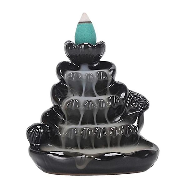 Waterfall Incense Burner Ceramic Incense Holder Handmade Ceramic Backflow Incense Burner Decor -lotu