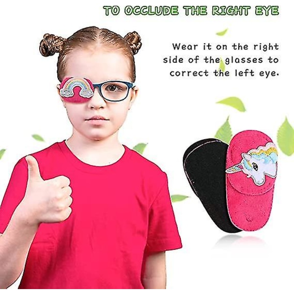 Børneøjenplaster 2 stykker, medicinsk øjenplaster til højre øje Til amblyopi-ortoptist voksne og børn, Unicorn øjenplaster dækker Briller øjenplastre