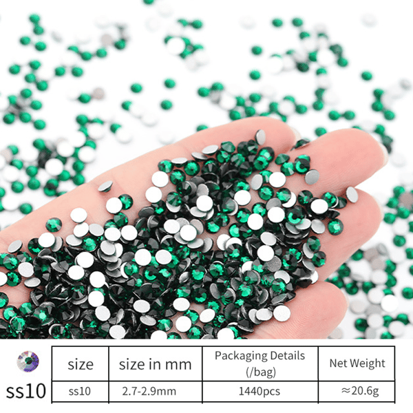 Flatback Rhinestones, til Håndværk Negle Dansekostumer, Flat Back Neglekrystaller, grøn