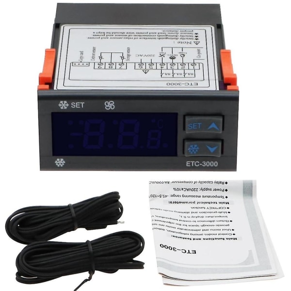Etc-3000 Mini temperaturkontroller Kjøleskap Termostat Regulator Termoregulator Ntc Dual Sen